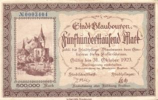 Német Birodalom/Weimari Köztársaság/ Blaubeuren 1923.10.31. 500.000M T:II