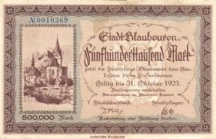 Német Birodalom/Weimari Köztársaság/ Blaubeuren 1923.10.31. 500.000M T:II