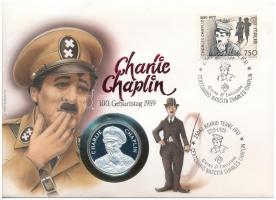 Német Szövetségi Köztársaság 1989. "Charlie Chaplin születésének 100. évforulója" jelzett Ag emlékérem érmés borítékban bélyeggel, bélyegzéssel (0.999) T:PP FRG 1989. "100th Anniversary of the Birth of Charlie Chaplin" hallmarked Ag commemorative medallion in coin envelope with stamps and cancellations C:PP