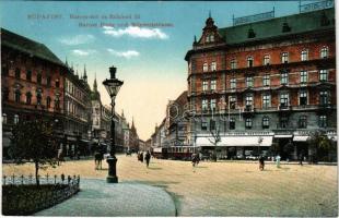 Budapest VIII. Baross tér és Rákóczi út, Központi szálloda, kávéház és étterem, Debreczen szálloda, üzletek, villamos (vágott / cut)