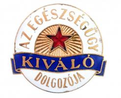 1957. "Az Egészségügy Kiváló Dolgozója" zománcozott fém jelvény eredeti dísztokban (30x32mm) T:2