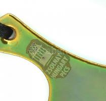 Zsolnay eozin mázas porcelán nyaklánc medál, szövet láncon. Jelzett, hibátlan, eredeti dobozával. 50...