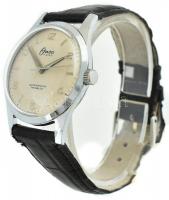 Onsa mechanikus, fekete bőrszíjas férfi karóra, csavaros hátlappal, korának megfelelő állapotban. d:...