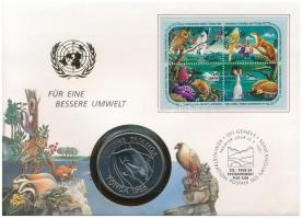 Tonga 1986. 1P Cu-Ni Hosszúszárnyú bálna érmés borítékban, bélyegzéssel T:1 Switzerland 1986. 1 Paanga Cu-Ni Humpback whale coin envelope with stamps and cancellations C:UNC