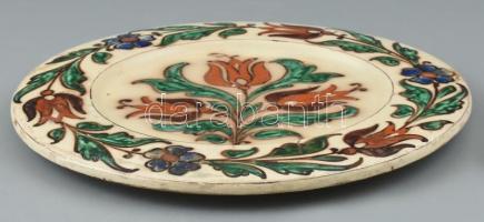 Ifj. Badár Balázs (1896-1972): Virágos fali dísztányér. Mázas kerámia, kézzel festett, jelzett (Mező...