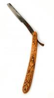 Régi solingeni borotva szarvasagancs nyéllel, rozsdás, h: 21,5 cm