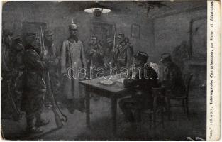 Interrogatoire dun prisonnier / WWI French military art postcard, interrogation of a prisoner s: Scott (EK)