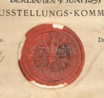 1891 Berlin, Die Jury der International Kunst-Ausstellung zu Berlin 1891 hat Herrn Josef Róna. Für s...