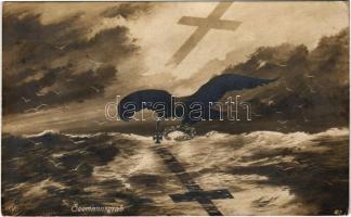 1917 Seemannsgrab / WWI Austro-Hungarian Navy, K.u.K. Kriegsmarine art postcard, mariners grave. Kunstverlag Leo Stainer (Innsbruck) s: Gaber (EK)