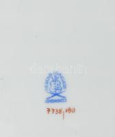 Herendi Viktória mintás porcelán tálka. Kézzel festett, jelzett, kopott 18x14 cm