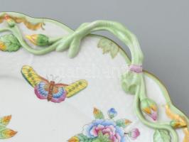 Herendi Viktória mintás süteményes készlet, kézzel festett, jelzett, hibátlan