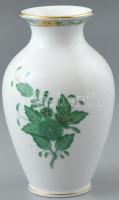 Herendi zöld Apponyi mintás váza. Kézzel festett, jelzett, hibátlan. 14 cm