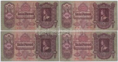 1930. 100P (5x) mind különféle sorozatszámmal, közte sorszámkövető sorozatszám pár + 1930. 100P (3x) csillagos sorozatjellel, sorszámkövetők "*E029 - *E031" T:III