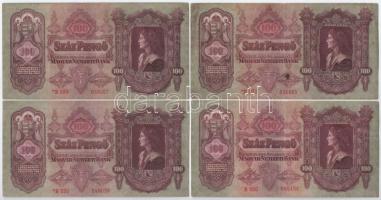1930. 100P (5x) mind különféle sorozatszámmal, közte sorszámkövető sorozatszám pár + 1930. 100P (3x)...