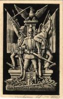 1916 Lieb Vaterland magst ruhig sein / WWI German military art postcard, patriotic propaganda, coat of arms, mariner s: Marschner (EK)