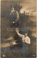 1915 WWI Austro-Hungarian K.u.K. military, soldier's farewell, romantic couple (kis szakadás / small tear)