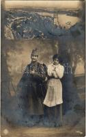 1915 WWI Austro-Hungarian K.u.K. military, soldier's farewell, romantic couple