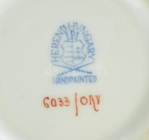 Herendi zöld mintás porcelán bonbonniere. Kézzel festett, jelzett, hibátlan d: 7 cm