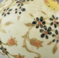 Antik Zsolnay váza, kézzel festett porcelánfajansz, jelzett, sérült, m: 12 cm