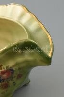 Tengeri csiga formájú kínáló, matricás porcelán, jelzett, kopott, m: 13 cm