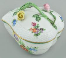 Herendi cukortartó, két különböző darabból, sérült, jelzett, m: 9 cm