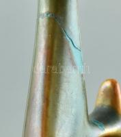 Zsolnay Török János(1932-1996): Hárfázó. Eozin mázas porcelán fajansz, jelzett, 1970 körül, sérült, ...