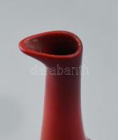 Zsolnay Török János?: Kacsa váza. Ökörvér mázas porcelán fajansz, jelzett, 1970 körül, sérült, resta...