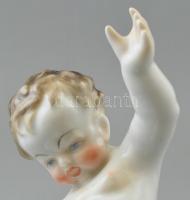 Herendi porcelán puttó, kézzel festett, jelzett, hibátlan, m: 18 cm