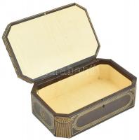 Ékszer doboz, fa, műbőr borítással. 21x13x8cm