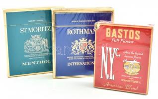 3 db különféle bontatlan doboz cigaretta (Bastos, St. Moritz, Rothmans)