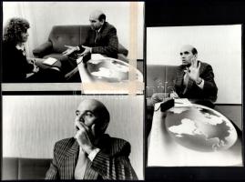 cca 1987 Barabás Miklós politikusról készült 3 db vintage fotó, Benkő Imre budapesti fotóriporter pecsétjével jelzett, 16x23,5 cm
