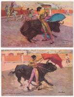 10 db RÉGI motívum képeslap: bikaviadal, spanyol folklór / 10 pre-1945 motive postcards: bullfighting (corrida de toros), Spanish folklore