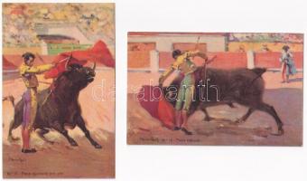 10 db RÉGI motívum képeslap: bikaviadal, spanyol folklór / 10 pre-1945 motive postcards: bullfightin...