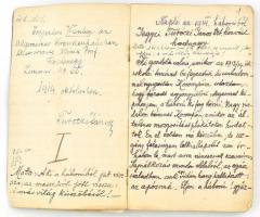 1914-1916 Napló az 1. világháborúból 13 kézzel írt füzet, részletes leírás, személyes jellegű feljeg...