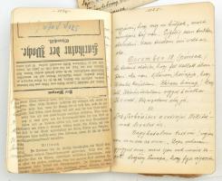 1914-1916 Napló az 1. világháborúból 13 kézzel írt füzet, részletes leírás, személyes jellegű feljeg...