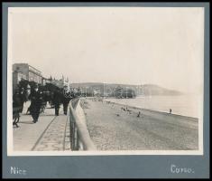 cca 1900 Franciaország, Nizza, cölöpökre épített Casino és a tengerparti korzó, 2 db vintage fotó kö...