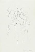 1979 Vinkler László (1912-1980): Lányok. Ofszet, papír, jelzett, 42,5x32,5 cm
