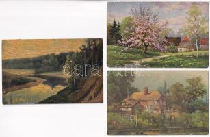 3 db RÉGI művész motívum képeslap / 3 pre-1945 art motive postcards