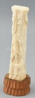 Keleti bölcs. Faragott csont szobrocska fa talapzaton 16 cm