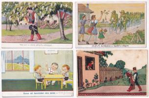 7 db RÉGI motívum képeslap: humor, gyerek, magyar folklór / 7 pre-1945 motive postcards: humour, children, Hungarian folklore