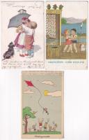 10 db főleg RÉGI motívum képeslap: humor, gyerekek / 10 mainly pre-1945 motive postcards: humour, children