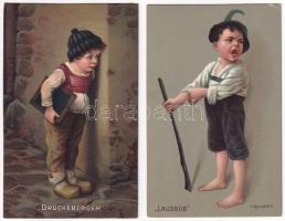 13 db RÉGI motívum képeslap: gyerekek, litho is / 13 pre-1945 motive postcards: children, litho