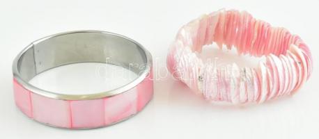 Gyöngyházberakásos rózsaszín karreif, d: 6 cm, gumis karlánc.