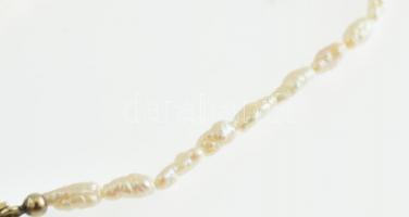 Édesvízi tenyésztett gyöngy karkötő 20cm és nyaklánc 43 cm, 8 karátos arany kapoccsal és díszítménny...