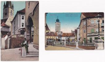 Nagyszeben, Hermannstadt, Sibiu; - 2 db RÉGI város képeslap / 2 pre-1945 town-view postcards