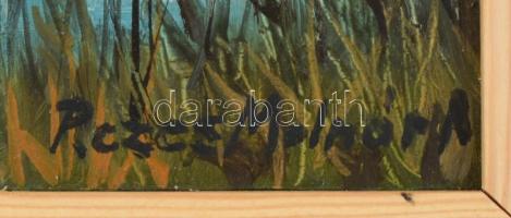 Rezes Molnár Mihály (1921-?): Vízparti fa (Balatonpart). Olaj, farost, jelzett. Fa keretben. 16x23 c...