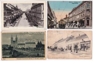 4 db RÉGI magyar város képeslap: Miskolc, Szombathely, Türje, Mohács / 4 pre-1945 Hungarian town-view postcards