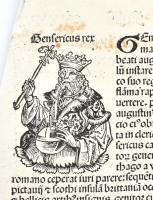 1493 A Hartmann Schedel krónika egy lapja , rajta Kelet-Római császárok: Theodosius, Valentinianus, ...