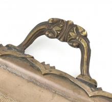 Nagy méretű vésett alpakka tálca, egyiptomi jelenettel. 56x31 cm