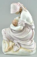 Herendi szoptató anya, kézzel festett, jelzett, apró kopással, m:19 cm